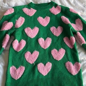 Green and Pink Heart Sweater